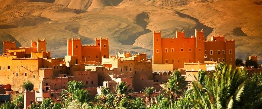 N'Kob Morocco traditional kasbahs and palm oasis